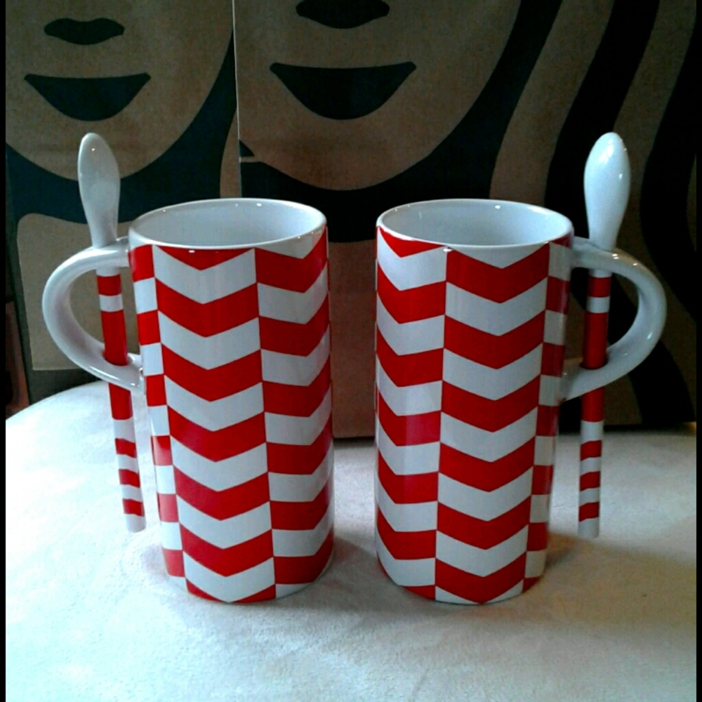 Starbucks Vintage Holiday Mugs w/ Spoons